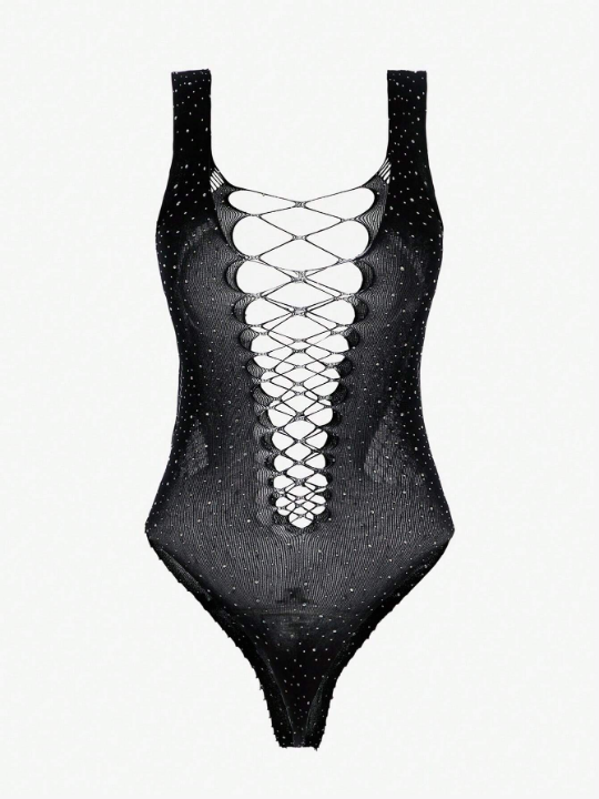Cut-out Fishnet Teddy Bodysuit Without Bra