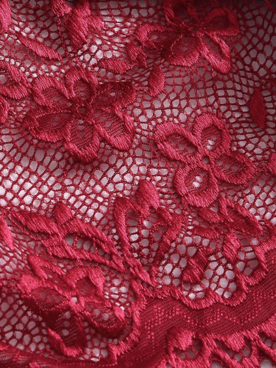 Classic Sexy Floral Lace Scallop Trim Crotchless Teddy Bodysuit