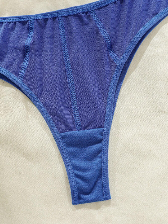 Solid Sheer Mesh Lingerie Set
