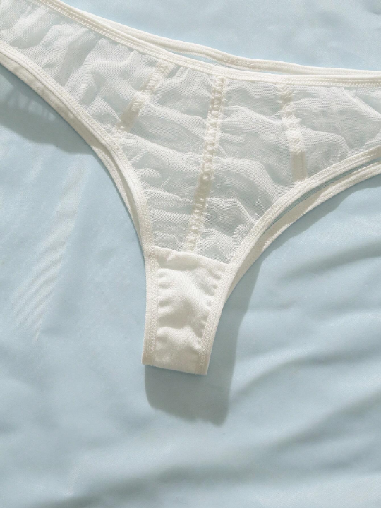 Solid Sheer Mesh Lingerie Set