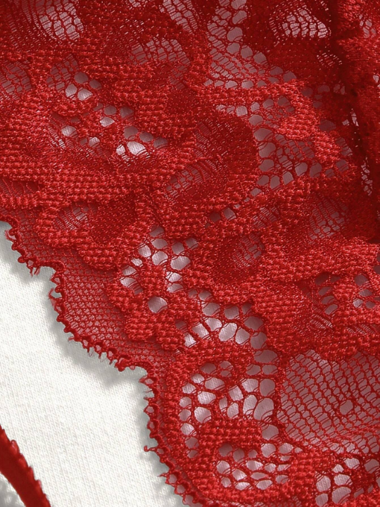 4pack Contrast Lace Lace-up Front Underwire Lingerie Set