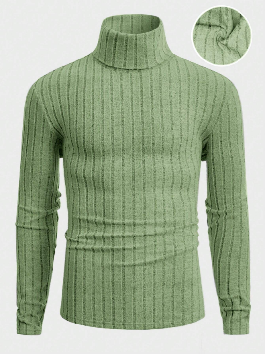 Manfinity Homme Men High Neck Ribbed Knit Tee
