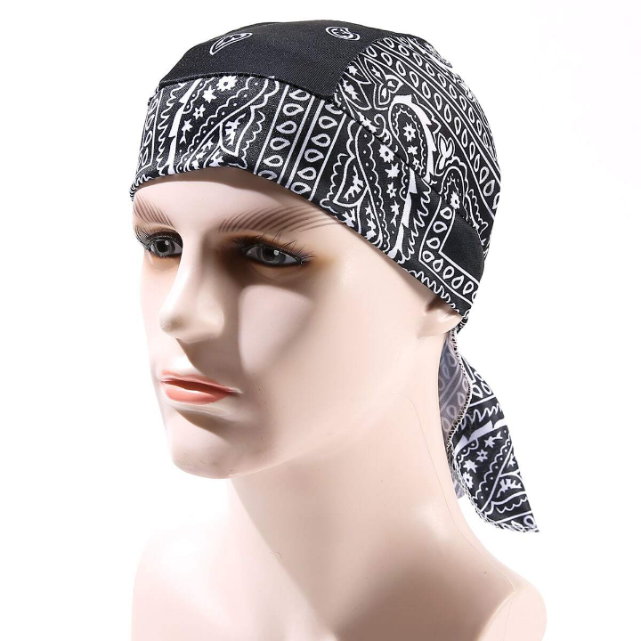 1pc Men's Cashew Flower Print Bandana Hat With Strap For Cycling Or Headwear