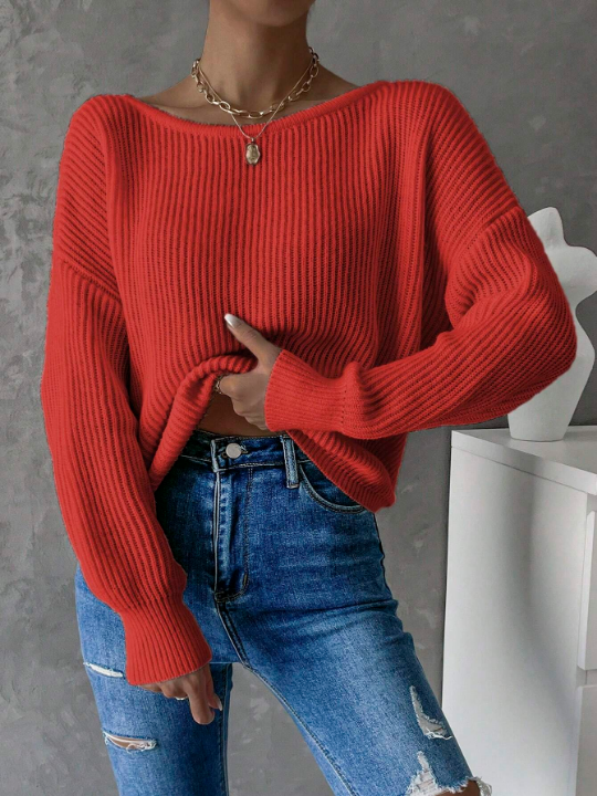 Priv Twist Back Drop Shoulder Sweater