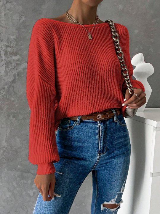 Priv Twist Back Drop Shoulder Sweater