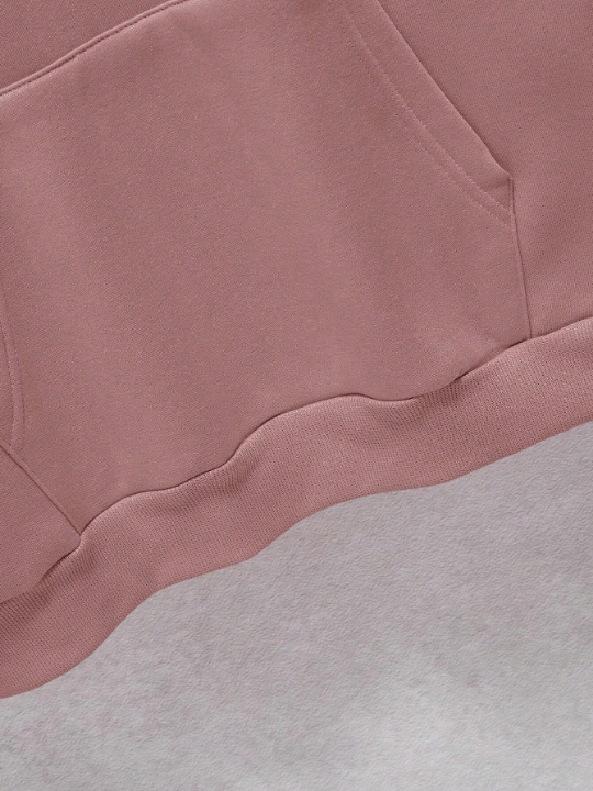 Men Solid Kangaroo Pocket Drawstring Thermal Lined Hoodie