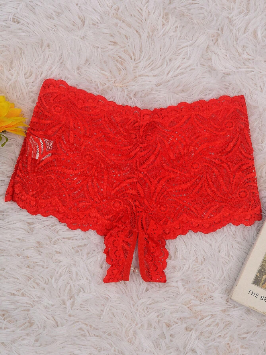 Classic Sexy Floral Lace Crotchless Panty