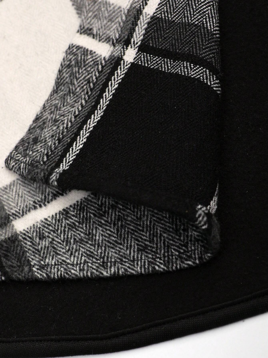 Manfinity Hypemode Men Plaid Print Drawstring Hooded Overcoat Without Tee