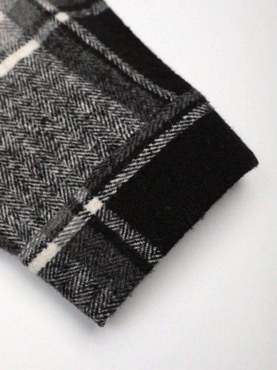 Manfinity Hypemode Men Plaid Print Drawstring Hooded Overcoat Without Tee