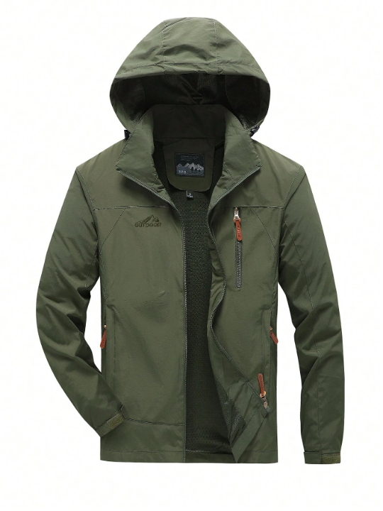 Men Zip Up Hooded Jacket