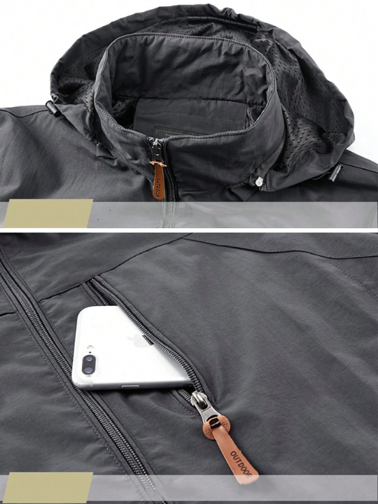 Men Zip Up Hooded Jacket