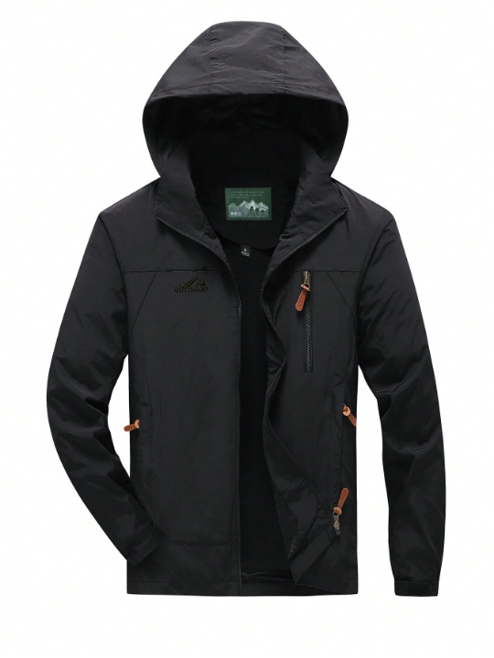 Men Zip Up Hooded Jacket