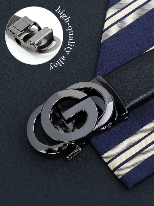 1pc Men's Fashion Round Design Casual PU Buckle Belt For Daily Life