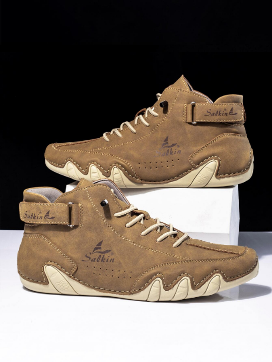 Handmade Breathable Men's Designer Boots, Comfortable PU Leather Casual Shoes For Men