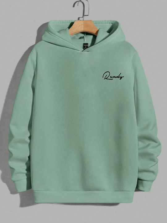 Cottnline Men Letter Graphic Hoodie