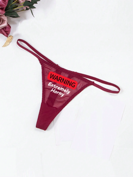 Ladies' Sexy Perspective Thong Panties With Pattern, Thin Style