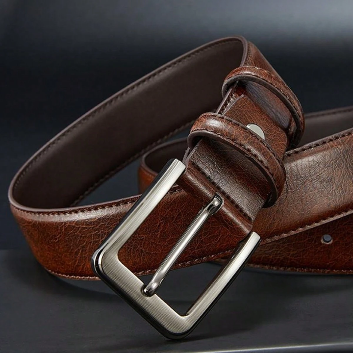 1pc Men's Elegant Business Style Brown Belt, Suitable For Daily Wear