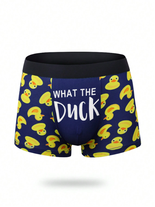 Men Cartoon & Letter Graphic Boxer Brief