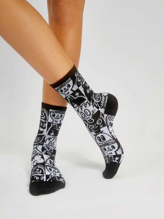 Wotto Artist Series - Street Style Cartoon Pattern Men's Mid-calf Socks