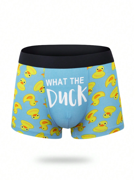 Men Cartoon & Letter Graphic Boxer Brief