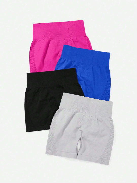 4pcs High Stretch Seamless Scrunch Butt Sports Shorts