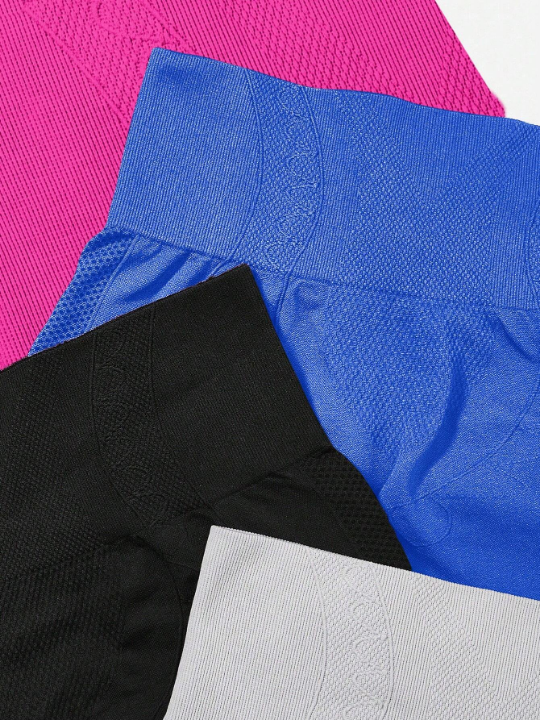 4pcs High Stretch Seamless Scrunch Butt Sports Shorts