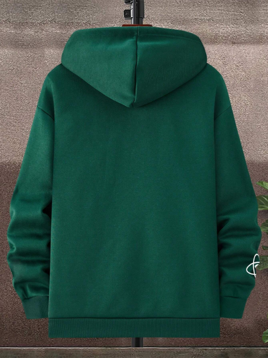 Manfinity Homme Loose Fit Men's Letter Graphic Zipper Up Drop Shoulder Hoodie