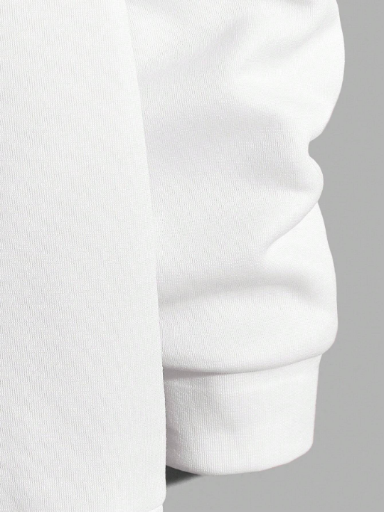 Cottnline Men Slogan Graphic Drawstring Hoodie