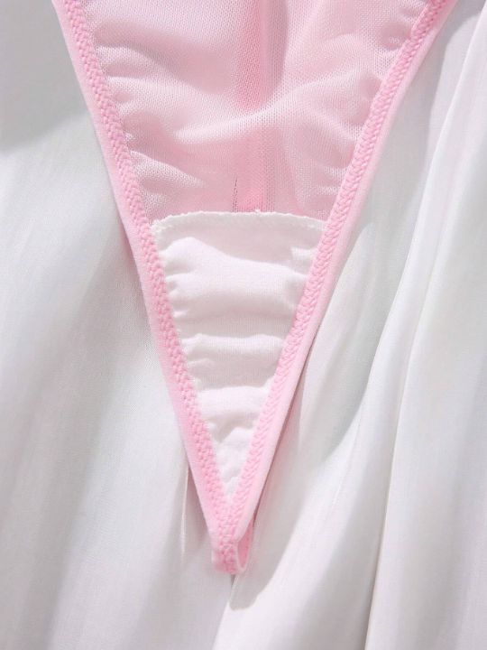 Classic Sexy Contrast Lace Mesh Slips With Thong