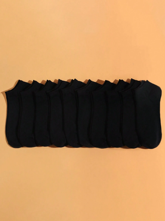 10 Pairs Men's Comfortable Breathable Solid Color Business Short Socks (black/white/grey)