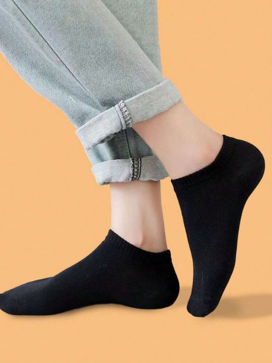 10 Pairs Men's Comfortable Breathable Solid Color Business Short Socks (black/white/grey)