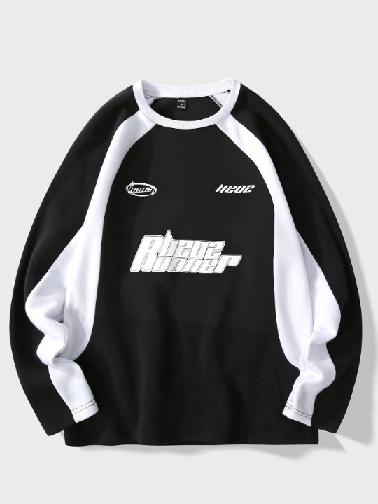 Manfinity Hypemode Men Letter Graphic Raglan Sleeve Sweatshirt