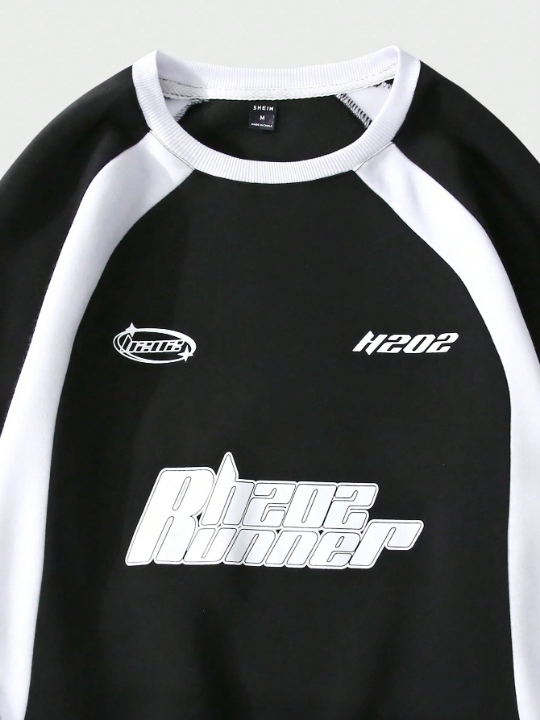 Manfinity Hypemode Men Letter Graphic Raglan Sleeve Sweatshirt