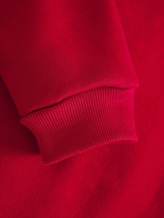 Men Solid Drawstring Thermal Lined Kangaroo Pocket Hoodie