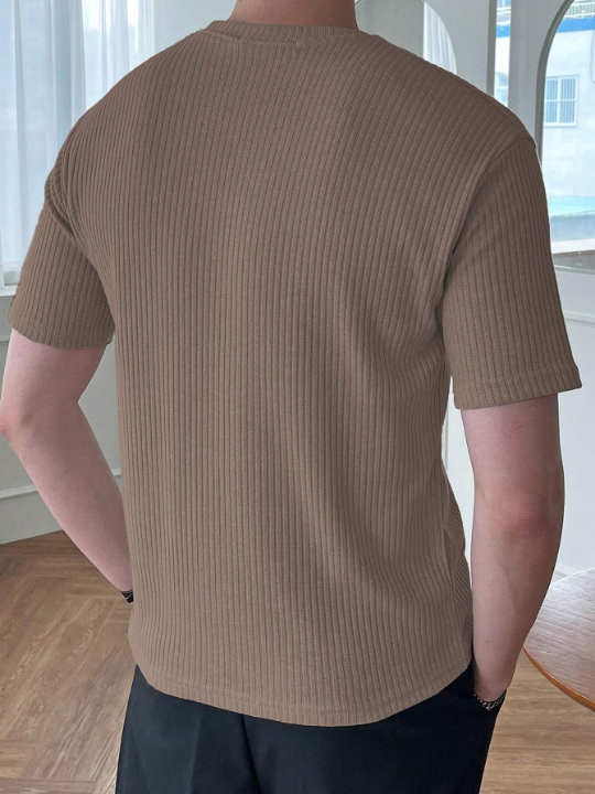 DAZY Men Solid Ribbed Knit Tee
