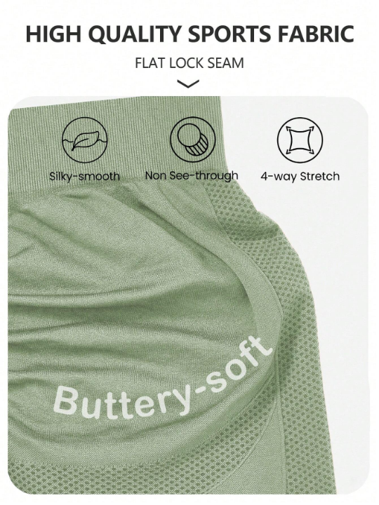 4pcs Seamless High Stretch Solid Wideband Waist Sports Shorts