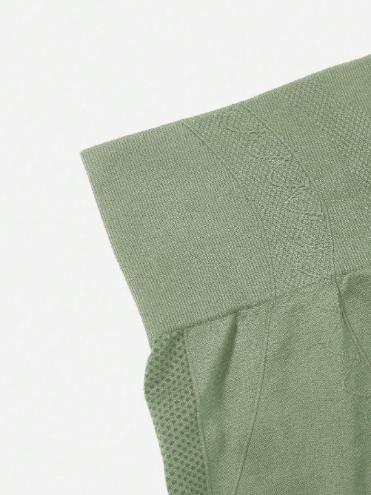 4pcs Seamless High Stretch Solid Wideband Waist Sports Shorts