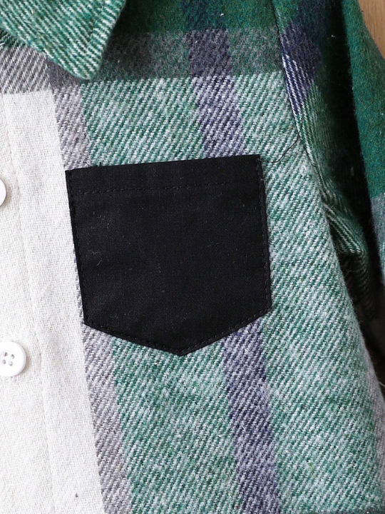Baby Boy Plaid Patched Pocket Shirt & Pants Without Tee