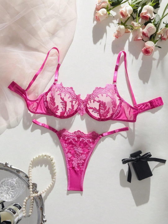 Pure Desire Floral Lace Underwire Lingerie Set