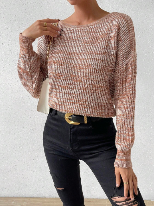 Frenchy Crossover Back Drop Shoulder Sweater