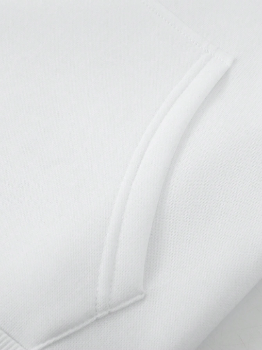 Men Bear Print Kangaroo Pocket Drawstring Thermal Hoodie