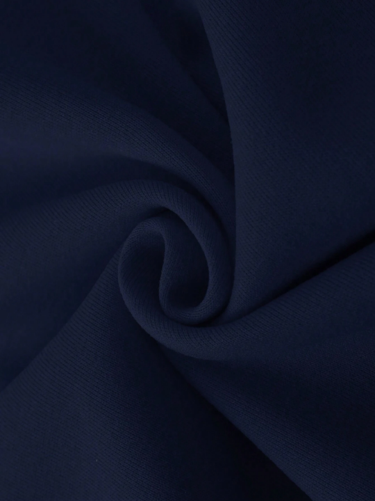 Men Bear Print Kangaroo Pocket Drawstring Thermal Hoodie