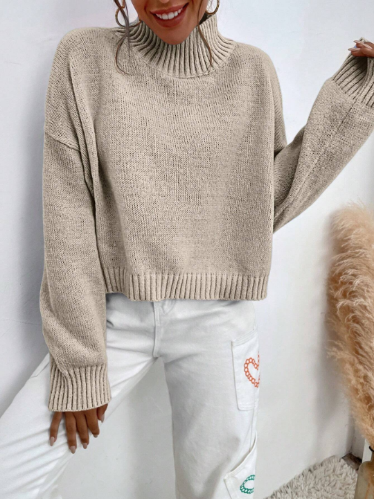 Drop Shoulder Solid Sweater