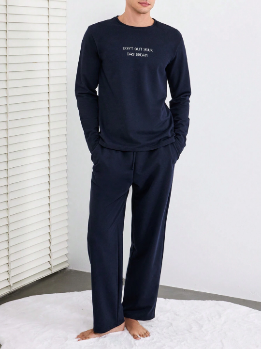 Cottnline Men Slogan Graphic PJ Set