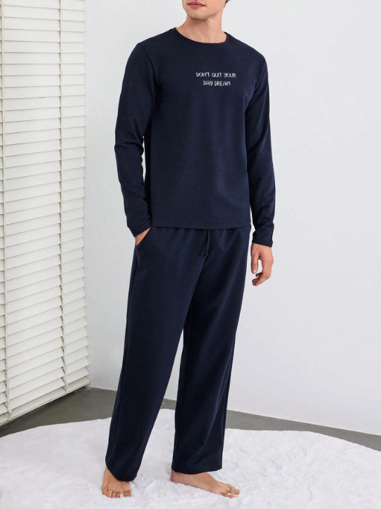 Cottnline Men Slogan Graphic PJ Set