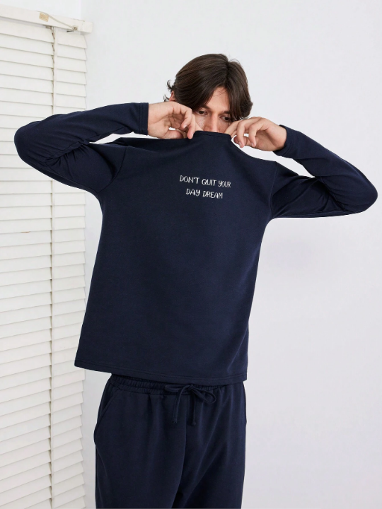 Cottnline Men Slogan Graphic PJ Set