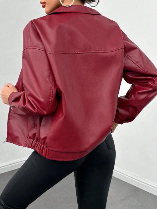 EZwear Zip Up PU Leather Jacket