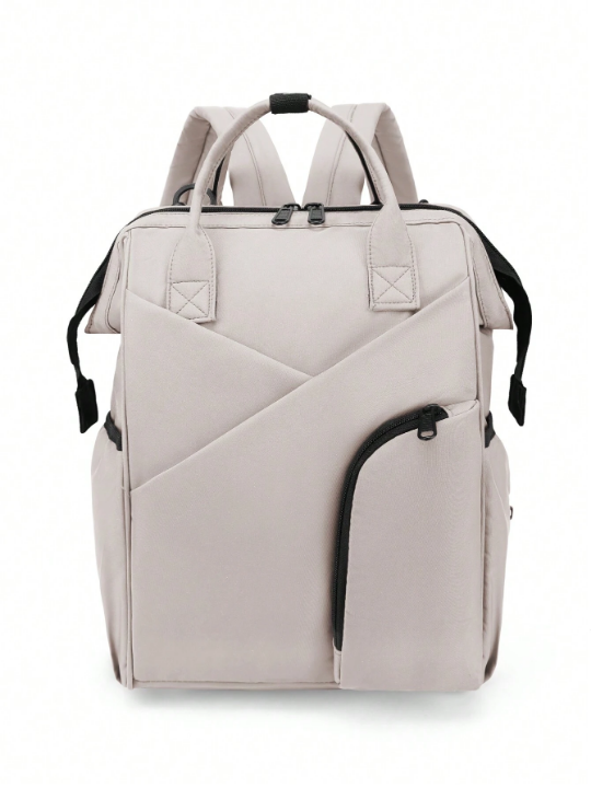 1 piece of autumn and winter new solid color simple atmosphere, large capacity waterproof backpack, handbag mommy bag