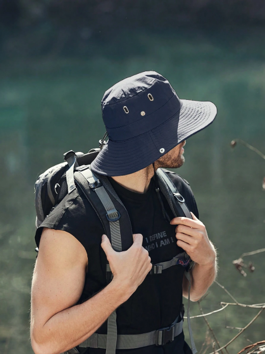 1pc Sunproof Windproof Blue Fisherman's Hat