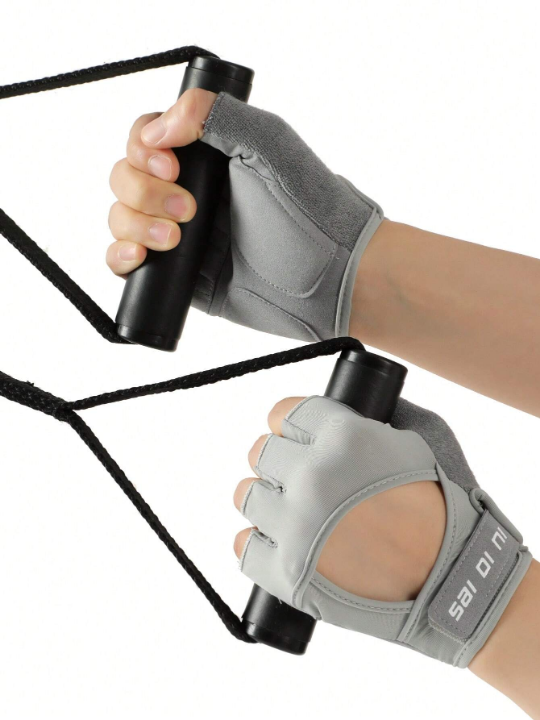 1pair Men's Breathable Half Finger Fitness Gloves, Protect Palms From Calluses And Anti-slip For Sports Like Yoga, Spinning, Weight Lifting, Etc. Color: Grey